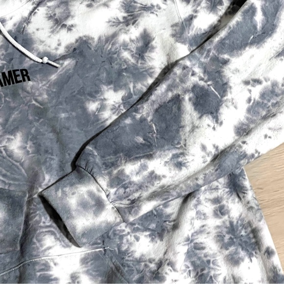 Bowery Supply Co. Tie Dye DAYDREAMER Hooded Gray White Sweatshirt Hoodie - Picture 10 of 11